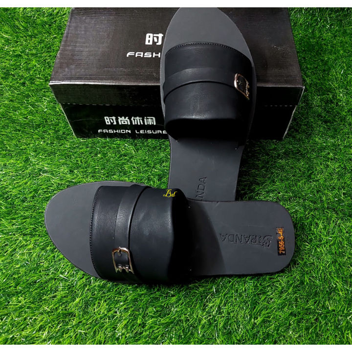 Stylish Leather Slides Sandal For Men Slippers