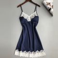 Ladies Silk Satin Night Dress Sleeveless Nighties V-neck Nightgown Nightdress Lace Sleepwear Nightwear For Women Intimates. 