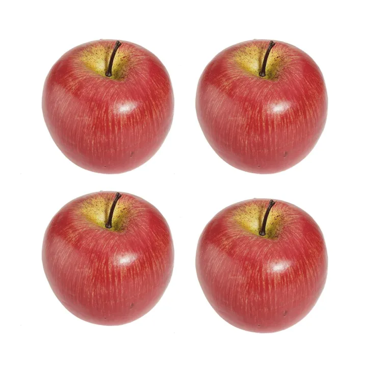 4 Large Artificial Red Apples-Decorative Fruit