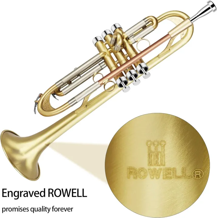 ROWELL%20Trumpet%20Standard%20Bb%20Trumpet%20Set%20Professional%20Trumpet%20Bass%20Trumpet%20for%20Beginners%20with%20Deluxe%20Hand%20Case,Gloves,7C%20Mouthpiece%20-%20Image%204