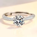 925 Sterling Silver Open Ring CZ Simulated Stackable Ring Platinum Plated Eternity Bands for Women. 
