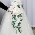 Cascading Bridal Bouquet Boho Silk Flowers Wedding Bouquet for Bride for Wedding Anniversary Photo. 