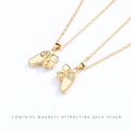 2pcs/Set Magnetic Game Controller Couple Necklace with Gold/Silver Color PS4 Game Console Pendant Necklace Valentine's Day Gift.