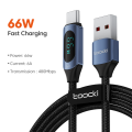 Toocki Digital Display USB Type C Cable Fast Charge 6A 66W USB C Charging Data Cable For Huawei Mate 50 40 Pro Xiaomi Samsung. 