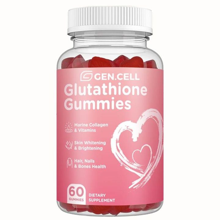 Glutathione Gummies 60 Pcs, Gen.Cell, Skin Brightening & Lightening also great for Hair, Nail & Bone Health