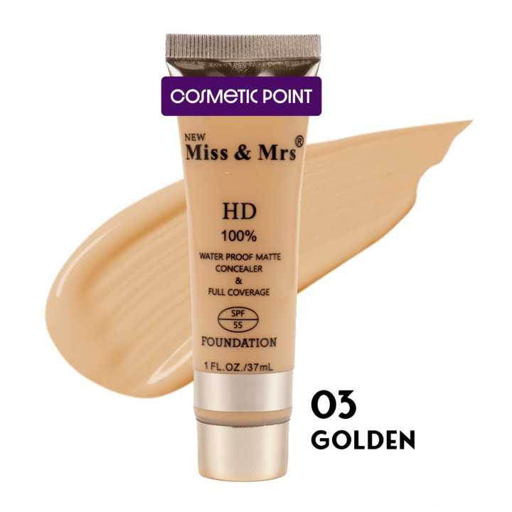 New Miss & Mrs HD Water Proof Matte Conceler & Full Coverage Foundation(03 GOLDEN)