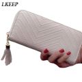 【DM bag factory Store】Women Long Leather Price Tassel Purse Card Holder Feminina PA883415 Ladies wallet.