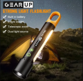 GearUP K57 PRO Rechargeable High Power Flashlight + Large COB Light with 3500mAh Lithium Battery. 