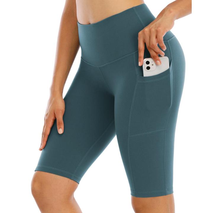 Summer Sport Yoga Shorts For Women Seamless Five-Point Biker Short With Side Pocket Hip Lift Gym Fitness Tights