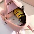 Women's Backpack PU Leather Kawaii Backpack Cute Graceful Bagpack Small School Bags for Girls Bow-knot Leaf Hollow. 