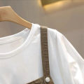 【High Quality】【Youthful-looking two-piece set】Cotton Suspender Pants Women's Suit Small Spring and Summer Loose Jumpsuit.