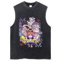 Vintage Sleeveless T-Shirt Dragon Ball Z Men Anime Oversized Tank Tops Tees Cotton Casual Washed Black Harajuku Vest T-shirt. 