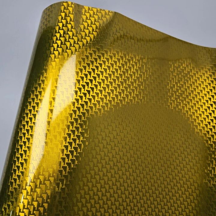 High Glossy Gold Aircraft Pattern Plated Carbon Fiber Sticker Car Tuning Stickers Adhesive Vinyl for Car Body Films Wrap Decal