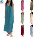 Chic Side Split: Casual Cotton Crepe Sundress for Warm Weather Adventures.