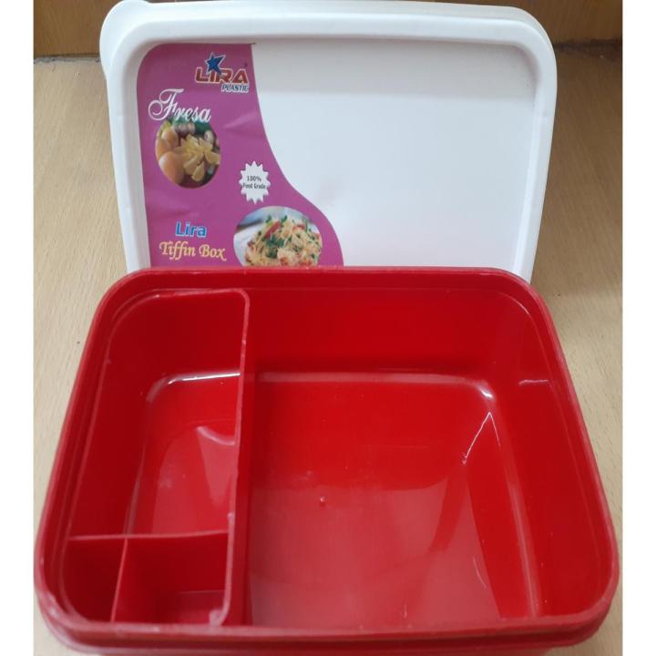 Tiffin Lunch Box Separated - Red Color - Carry Meals In Style With A Red Tiffin Lunch Box