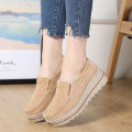 British style women's wedge heels small size single shoes women's high heels mom grinding noisy leather soft sole autumn platform rocker shoes 42. 
