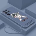 Samsung Galaxy S24 Ultra S24+ Plus S24Ultra Astronaut NASA Liquid Silicon Case All-Inclusive Lens Soft Shockproof Phone Casing with Strap. 