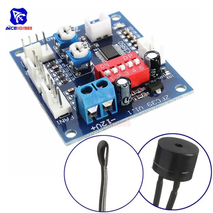 【happy one】NTC 3950 Thermistor PWM Temperature Probe Speed Controller Board Control Module Buzzer DC 12V CPU Fan High-Temp Alarm Heat Sink
