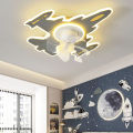 Aircraft Ceiling Fan Light Remote Control Children Boys Bedroom Fan Lamp Modern Blue Airplane LED Fan Ventilator Dimming Lights. 