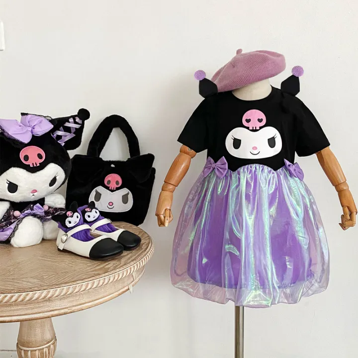 Cartoon%20Kuromi%20Sparkling%20Mesh%20Flower%20Bud%202024%20Summer%20Korean%20Edition%20Girl's%20Fashionable%20Short%20sleeved%20Women's%20Treasure%20Dress%20-%20Image%206