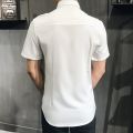 Captain Clothes Air Force Pilot Uniform Shirt Men Aviation White Black Slim Fit Social Work Cosplay Short Sleeve Dress Shirt Men.