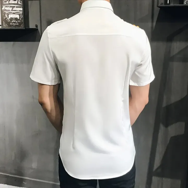 Captain%20Clothes%20Air%20Force%20Pilot%20Uniform%20Shirt%20Men%20Aviation%20White%20Black%20Slim%20Fit%20Social%20Work%20Cosplay%20Short%20Sleeve%20Dress%20Shirt%20Men%20-%20Image%203