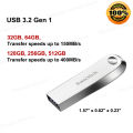SanDisk USB 3.1 Flash Drive Ultra Luxe 128G 256G 512GB Up to 400MB/s Metal Pendrive 32G 64G Pen Drive For PC Laptop Memory Stick.