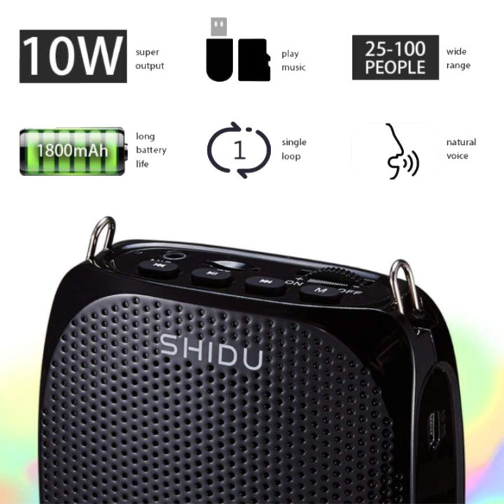 SHIDU%20Class%20D%20Voice%20Amplifier%20Wired%20Microphone%20Mini%20Audio%20Portable%20Speaker%20Natural%20Stereo%20Sound%20Loudspeaker%20for%20Teacher(Black)%20-%20Image%203
