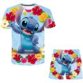 New Girls Stitch Clothing Set Summer Short Sleeve T Shirts + Short Trousers Clothes 2Pcs Outfits Stich Unisex Girls Clothes Suit. 