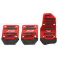 3PCS Car Non-Slip Aluminum Alloy Pedal Pads, Manual Gas Pedal Brake Pedal Cover Universal Accessories Red. 