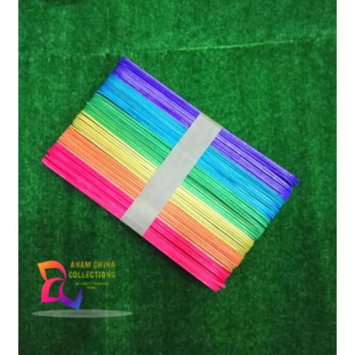 Crafts Coloured Wooden Ice Cream Sticks (50 Pieces Big Size )