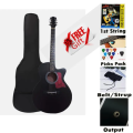 badgeDARK DK-200B Semi Electric Guitar Basswood 6 Strings Folk Acoustic Guitar with Bag Picks. 