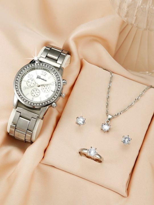 Luxury%20Women's%20Watch%20Set:%205pcs%20Fashion%20Alloy%20Strap%20Quartz%20Wristwatch%20with%20Rhinestone%20Bracelet%20for%20Ladies%20and%20Girls%20-%20Image%203