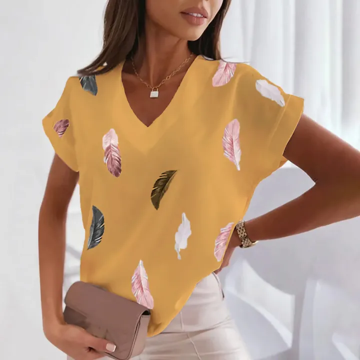 3D%20Women's%20T-shirts%20Summer%20V-neck%20Short%20Sleeve%20Tops%20Feather%20Graphics%20Oversized%20Tees%20Ladies%20Clothes%20Fashion%20Female%20Y2k%20Streetwear%20-%20Image%204