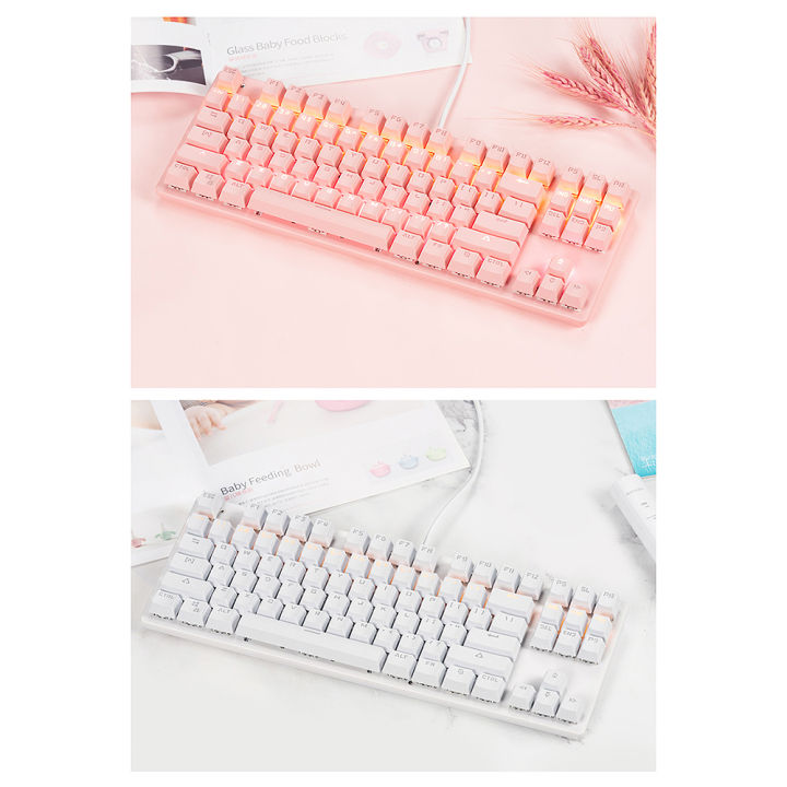 HXSJ%2087-key%20Mechanical%20Keyboard%20Wired%20Keyboard%20RGB%20Backlit%20Keyboard%20Blue%20Switch/%2026-key%20Rollover/%20Multimedia%20Combination%20Keys%20White%20-%20Image%208