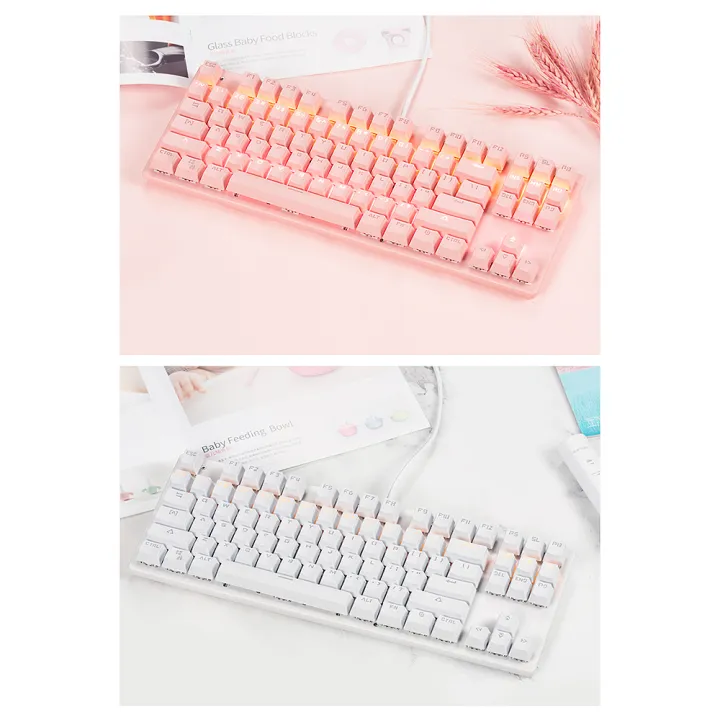 HXSJ%2087-key%20Mechanical%20Keyboard%20Wired%20Keyboard%20RGB%20Backlit%20Keyboard%20Blue%20Switch/%2026-key%20Rollover/%20Multimedia%20Combination%20Keys%20White%20-%20Image%208