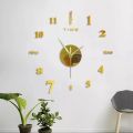 Frameless DIY Wall Mute Clock 3D Mirror Surface Sticker Home Office Decor 12-hour Display Wall Clock With Time Mark 50x50 CM. 