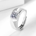 1 Carat Imitation Moissanite Ring Fashionable Men's Open Finger Band Full Zircon Open Ring for Men Sparkling Index Finger Band. 