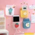 Wall Mounted Storage Box Mobile Phone Socket Holder TV Air Conditioner Remote Control Organizer Self-adhesive Box-1pcs.