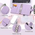 A6 PU Leather Budget Binder,with 8 A6 Binder Bags,12 Papers,6 Ring Binder Budget Envelope System, with Label Stickers D.