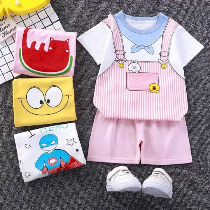 Toddler Baby Boys Girls Summer Clothing Suit Newborn Kids Cartoon Short Sleeve T-shirts+shorts 2pcs Children's Tracksuits Sets