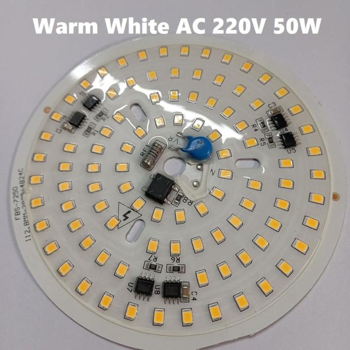 WARM WHITE Waterproof 112mm ROUND White 50W DIRECT AC 220V 50Watt LED Light Bulbs 96Pcs Warm White SMD LED Light Plate With MOV Integrated IC Driver