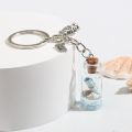 Sea Keychain Shell Starfish Conch Moving Liquid Drift Bottle Key Ring Wishing Key Chains Friendship Gifts Handmade Jewelry.