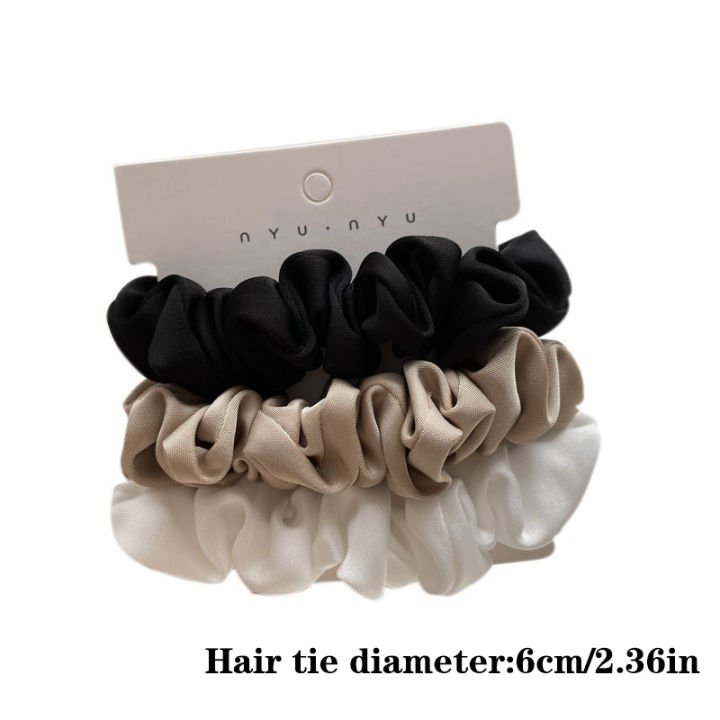 3Pc/set%20Silk%20Satin%20Scrunchies%20Simple%20Elegant%20Solid%20Color%20Small%20Intestine%20Hair%20Rope%20High%20Elastic%20Hairband%20French%20Hair%20Accessories%20Bayline%20-%20Image%204