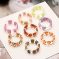 8 Style Transparent Colorful Fashion Resin Fruit Ring Set Sweet Temperament Acrylic Rings for Women Party Jewelry Friends Gift.