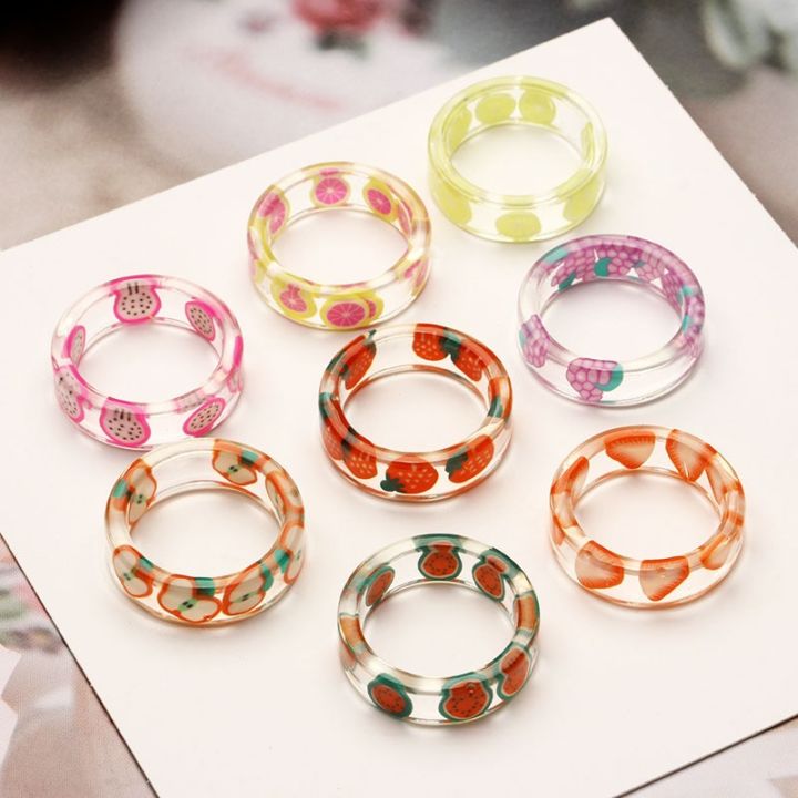 8%20Style%20Transparent%20Colorful%20Fashion%20Resin%20Fruit%20Ring%20Set%20Sweet%20Temperament%20Acrylic%20Rings%20for%20Women%20Party%20Jewelry%20Friends%20Gift%20-%20Image%204