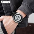 SKMEI 1524 2 Time LED Digital Wristwatches For Mens Waterproof Chrono Count Down Male Hour montre homme Big Dial Sport Men Watch. 
