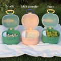 Portable baby milk powder box with spoon Dinosaur baby box food storage Outside Travel large capacity food storage box. 