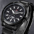 NAVIFORCE NF9038 - Black Stainless Steel Analog Watch for Men - Black.