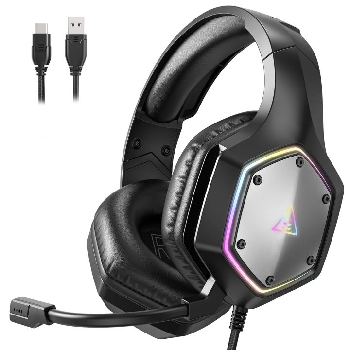 EKSA E1000 V2 RGB Wired Gaming Headphones for PC/PS4/PS5/Switch, 7.1 Surround Headset Gamer With Noise Cancelling Microphone